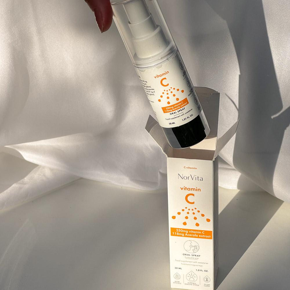 NorVita C-vitamiin sprei 30ml pudel ja pakend